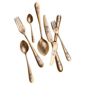 Ложка чайная 13см, Epsilon matt gold 24k flower, Narin [12]