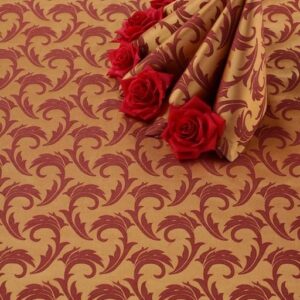 Скатерть 145*200 см. золото-бордо перья /3/ Под заказ