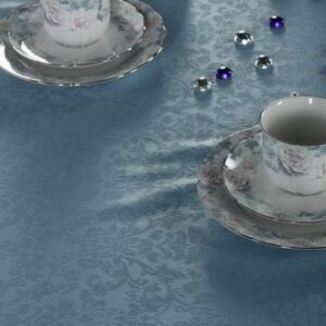 Скатерть 145*200 см. голубая мелкий цветок /3/ Под заказ