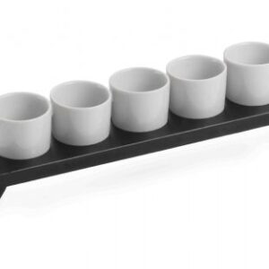 Подставка 31*7*10 см. с 5-ю фарфор. соусниками, дерево венге Pinti (51273900) /1/ Под заказ