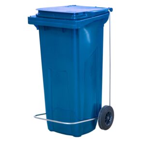 Бак для мусора 120 л. 55*45*96 см. синий, с крышкой на колёсах с педалью /1/