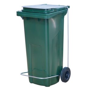 Бак для мусора 120 л. 55*45*96 см. зеленый, с крышкой на колёсах с педалью /1/