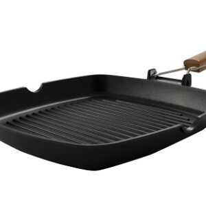 Сковорода-гриль 24*24 см. h=3,8 см. 1 л. алюм. рифлен. с дерев. ручкой Abert /1/6/