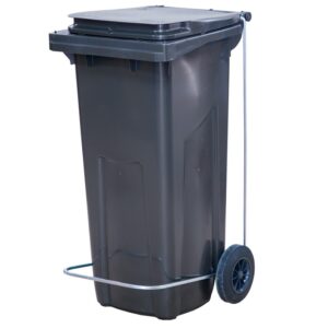 Бак для мусора 120 л. 55*45*96 см. серый, с крышкой на колёсах с педалью /1/