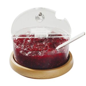 Емкость для джема охлаждаемая 0,6 л. d=14 см. h=9 см. с крышк. на дерев. подст. APS /1/
