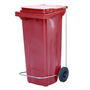 Бак для мусора 120 л. 55*45*96 см. красный, с крышкой на колёсах с педалью /1/