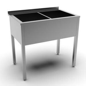 Ванна моечная двухсекц. 1000*700*870 мм. (440*550*300 мм.) с бортом, сварная нерж. MGsteel /1/