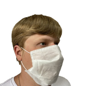 Маска защитная одноразовая 3-х слойная из спанбонда на резинках /20/