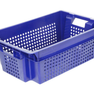 Ящик 600*400*200 мм. для овощей конусный перфорир. дно сплошное, синий (крышка 65079) /1/140/