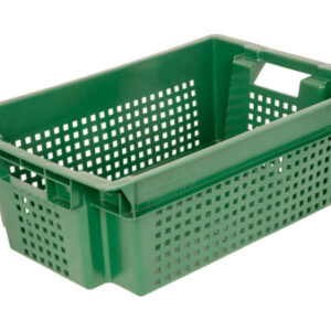 Ящик 600*400*200 мм. для овощей конусный перфорир. дно сплошное, зеленый (крышка 70254, 73263) /1/140/