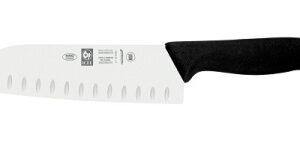 Нож японский Santoku 180/300 мм. с бороздками, черный HoReCa Icel /1/6/