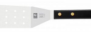 Лопатка 26,5 см. изогнутая раб. часть 10*5,2 см. нерж. перф. с пластик. ручкой, черная Icel /1/6/