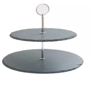 Этажерка 2-х ярусная d=20/25 см. h=23 см. черная, сланец MGprof /1/12/