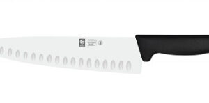 Нож поварской 260/385 мм. Шеф с бороздками, черный PRACTICA Icel /1/6/