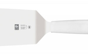 Лопатка 27,5 см. изогнутая раб. часть 11*9 см. нерж. широкая с пластик. ручкой, белая Icel /1/6/