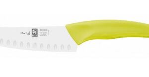Нож японский Santoku 140/260 мм. с бороздками, салатовый I-TECH Icel /1/12/