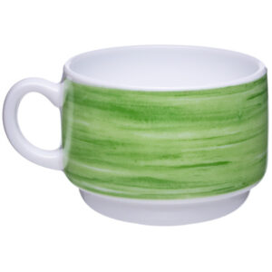 Чашка 190 мл. чайная d=76 мм. h=57 мм. зеленый край штабелир. Браш (блюдце 38905) /1/12/48/