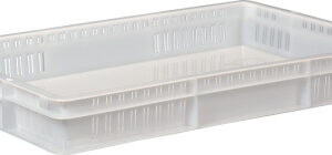 Контейнер для теста 600*400* 75 мм. (-30/+60°C) прямой, сплошное дно и перфорированные стенки, морозостойкий, белый полиэтилен (крышка 49164) /1/128/