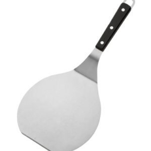 Лопатка 36 см. изогнутая раб.часть 17,5*16,5 см. нерж. широкая для котлет с пластик. ручкой, черная /1/