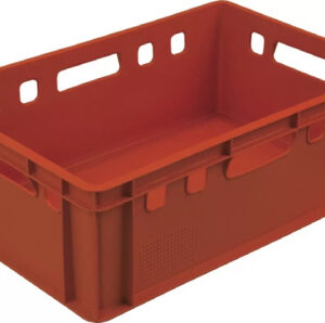 Ящик 600*400*200 мм. для мяса Е2 прямой сплошной, красный (крышка 76402) /1/48/