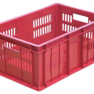 Ящик 600*400*250 мм. колбасный прямой перфорир. дно сплошное, красный (крышка 76402) /1/36/