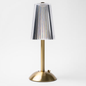 Лампа настольная беспроводная d=11 см. h=29,5 см. 3 цвета (телпый/натуральный/белый), 1 режим яркости, нерж./акрил, золотая LED CRYSTAL MGline /1/20/