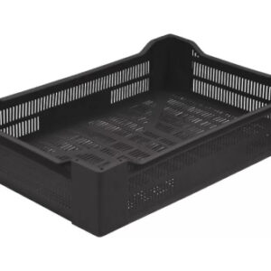 Ящик 600*400*135 мм. ягодный прямой перфорир., черный (крышка 70254,76402,73263,65079) /1/72/