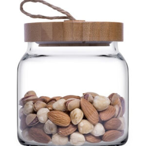 Банка для сыпучих прод.  575 мл. с дерев. крышкой Вуди /1/6/504/