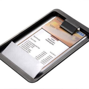 Подносик для денег 20*12 см. с зажимом пластик. черный APS /1/12/