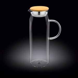 Кувшин 1,5 л. d=90 мм. h=285 мм. с крышкой бамбук + сетка нерж Термостекло Wilmax /1/18/