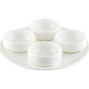 Блюдо для подачи круглое d=180 мм. с 4 соусниками 30 мл. Белый, форма Гурмэ Bonna /1/12/648/