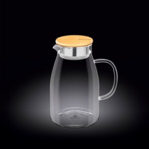 Кувшин 1,5 л. d=85 мм. h=205 мм. с крышкой + сетка нерж Термостекло Wilmax /1/24/